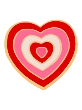 Retro Y2K Red Enamel Heart Pin Multicolor Layered Design Metal Zinc Alloy NEW